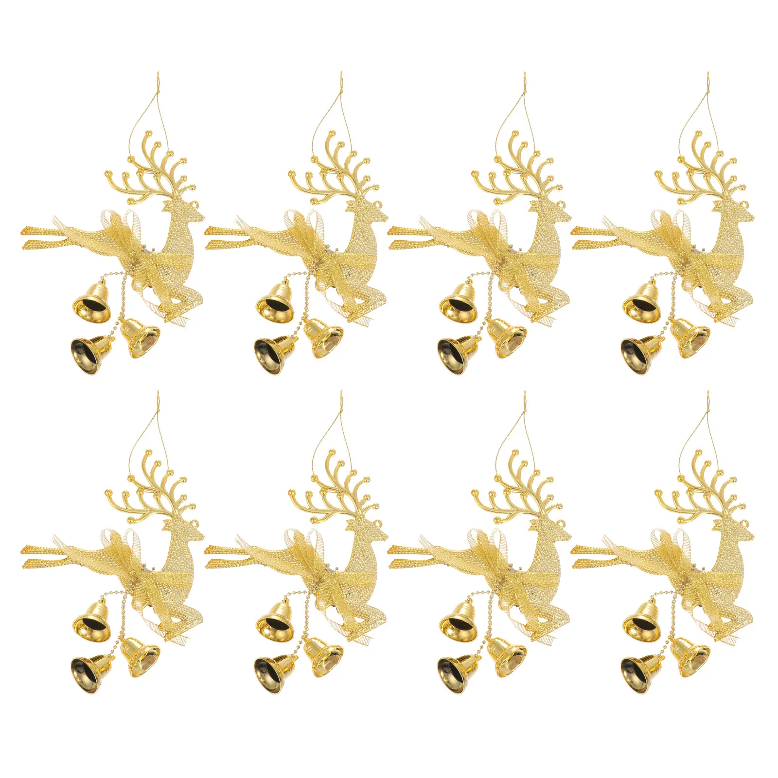 

8 PCS Xmas Ornaments Bell Christmas Bells for Tree Golden Decoration Jingling Elk