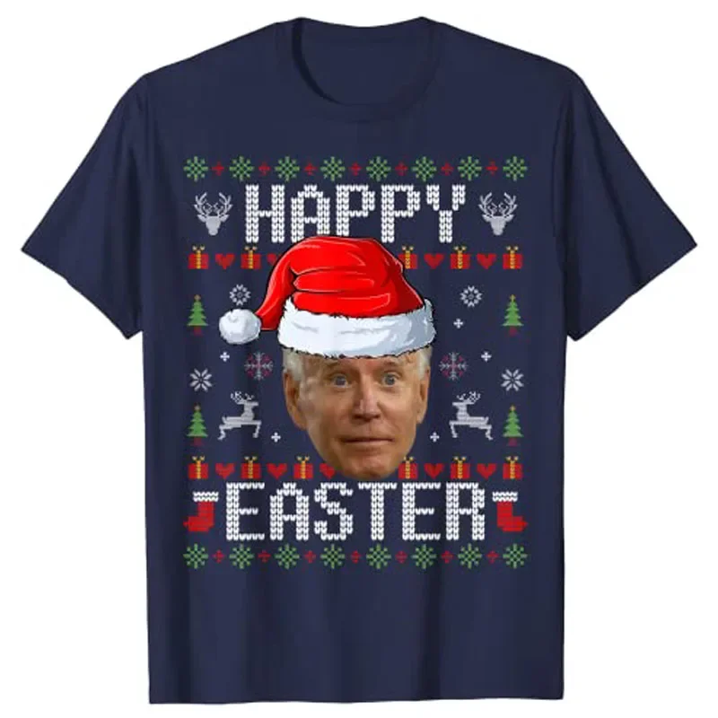 Xmas Tee Tops Funny Santa Joe Biden Happy Easter Ugly Christmas Sweater oversized graphic t shirts harajuku clothing 2024 summer