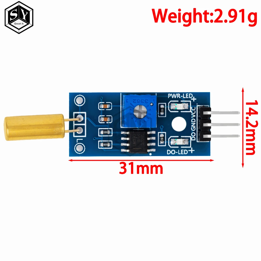 Módulo sensor de ángulo dorado SW520D SW-520D, interruptor de bola, módulo sensor de inclinación