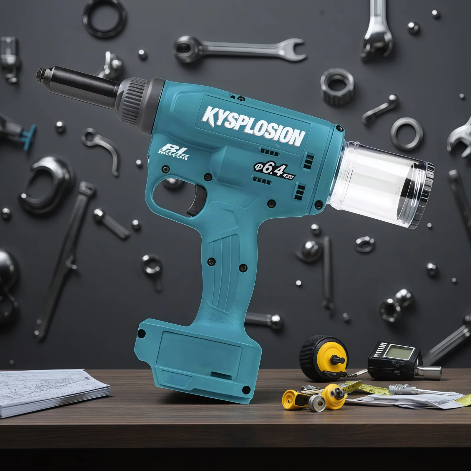 مسدس برشام بدون فرش يعمل بالبطارية ماكيتا 18 فولت - قوة سحب عالية 20 كيلو نيوتن، أداة كهربائية لاسلكية صناعية 64 مم