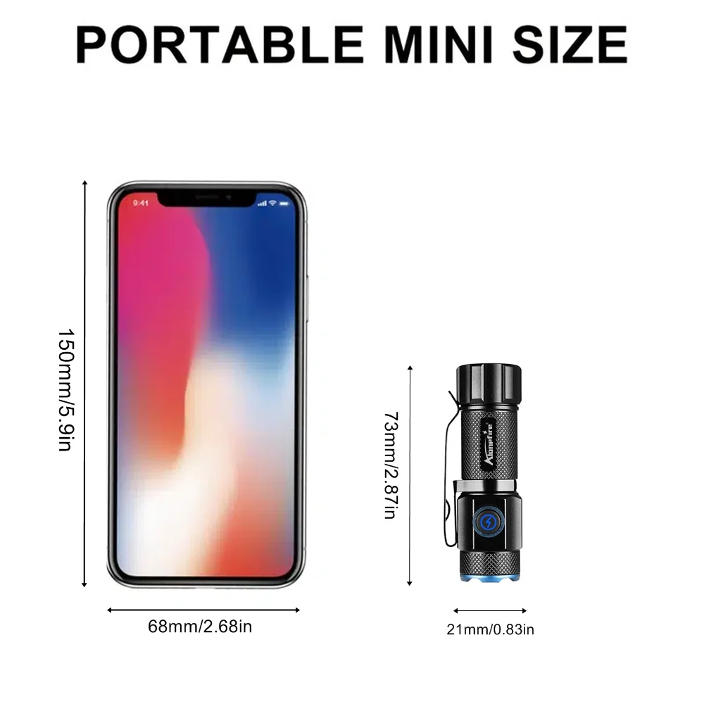 Mini Flashlight High Power LED Palm Light USB Rechargeable Pocket Outdoor Hiking Travel Home Magnet Work Lamp Gift Small Torch