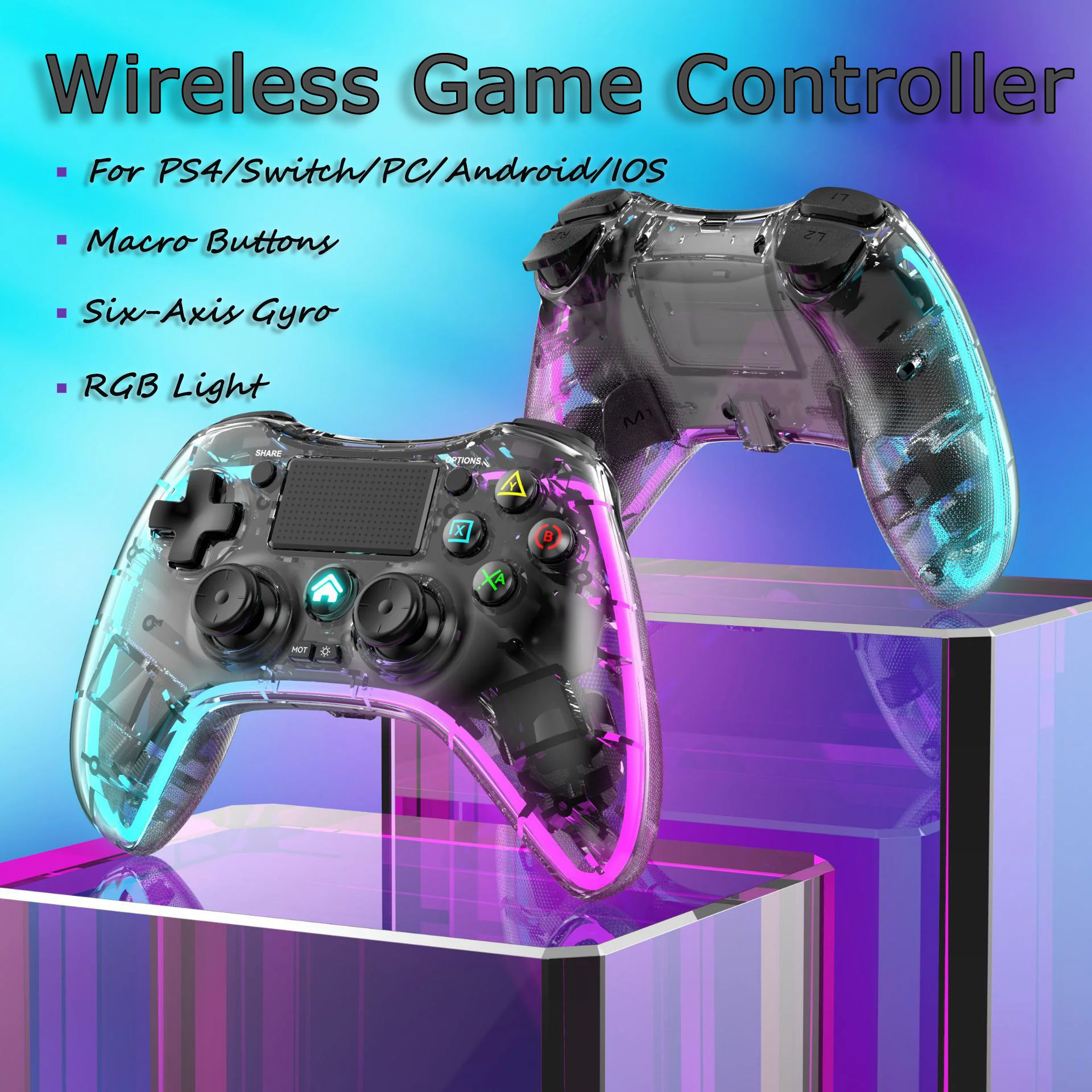 

For PS4 Wireless Game Controller Compatible PlayStation 4/Switch/PC/Android/IOS Six-Axis Gyro Joystick Gamepad with Touch Pad