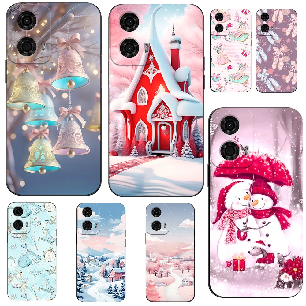 Case For Motorola MOTO G34 5G Case Soft Silicone Phone Cover Black Tpu Christmas Winter Style