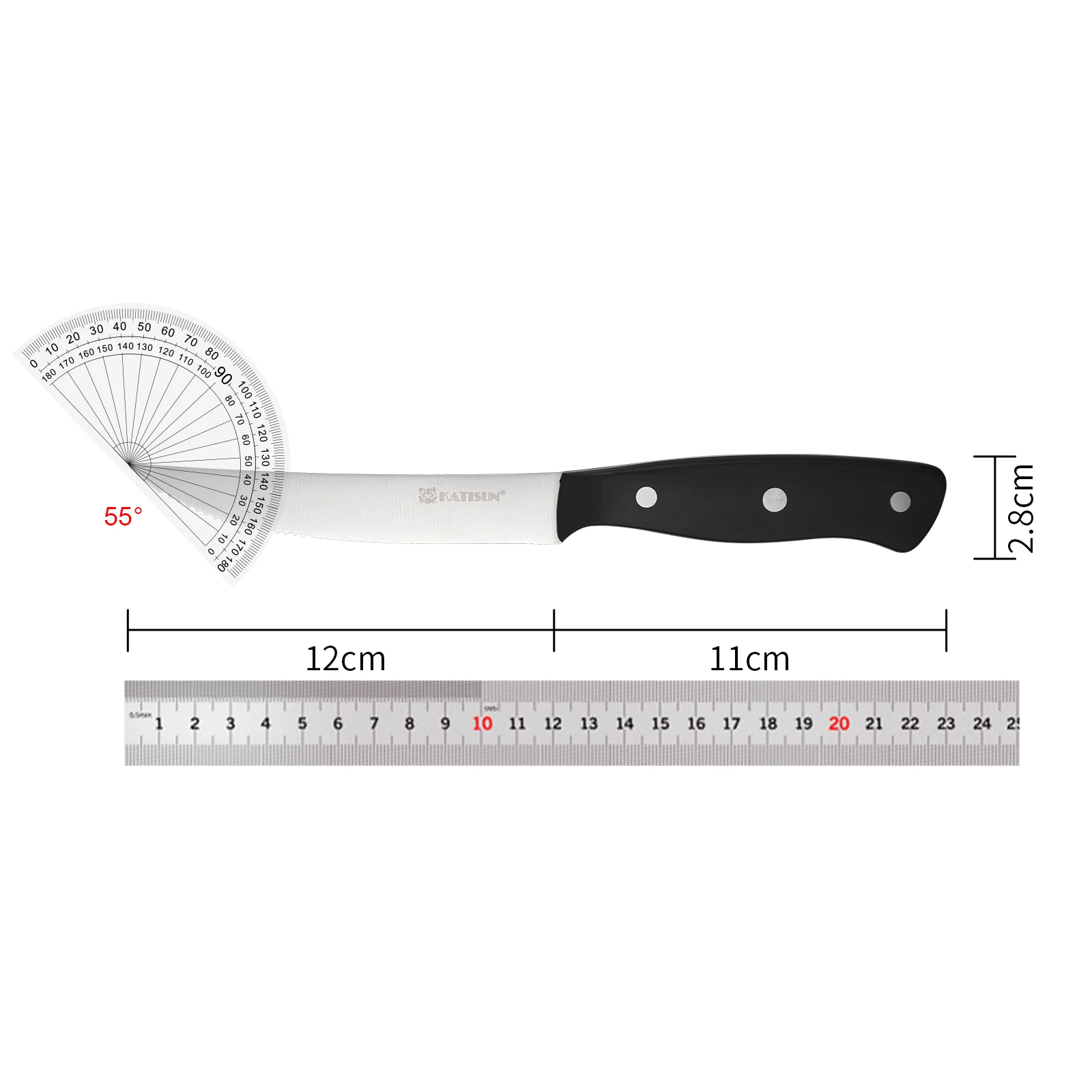 مجموعة سكاكين ستيك 8 قطع مقاس 5 بوصات، سكاكين ستيك مسننة ذات طرف مدبب مع مقبض مسامير ثلاثية POM، آمنة للاستخدام في غسالة الأطباق #2