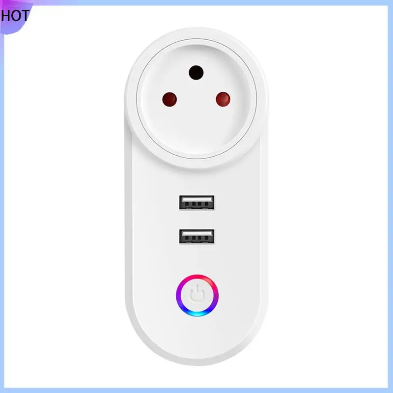 

B45C Израильская вилка Tuya Smart Home 16A Wi-Fi Smart Plug Розетка USB-розетка для зарядки Голосовое управление для Alexa