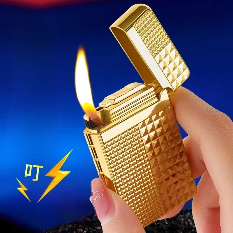 

Butane Inflation Gas Torch Lighter Stylish Cigarette Smoking Accessories Grinding Wheel Flint Flame Lighters Cool Gifts for Men