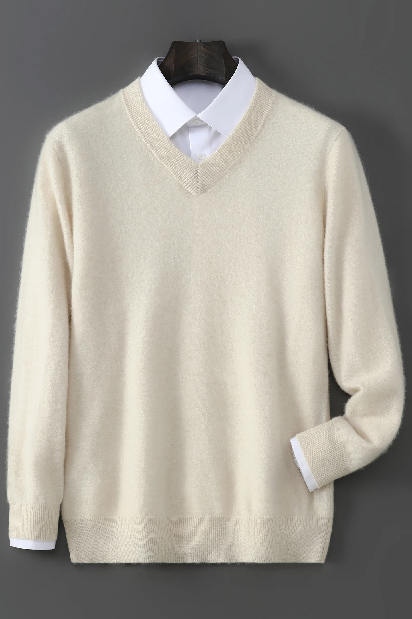 الذكية عادية الخريف الشتاء رجل سترة 100% ميرينو الصوف تريكو الخامس الرقبة البلوز الصلبة الرجال ملابس طويلة الأكمام القمم لينة البلوز #6