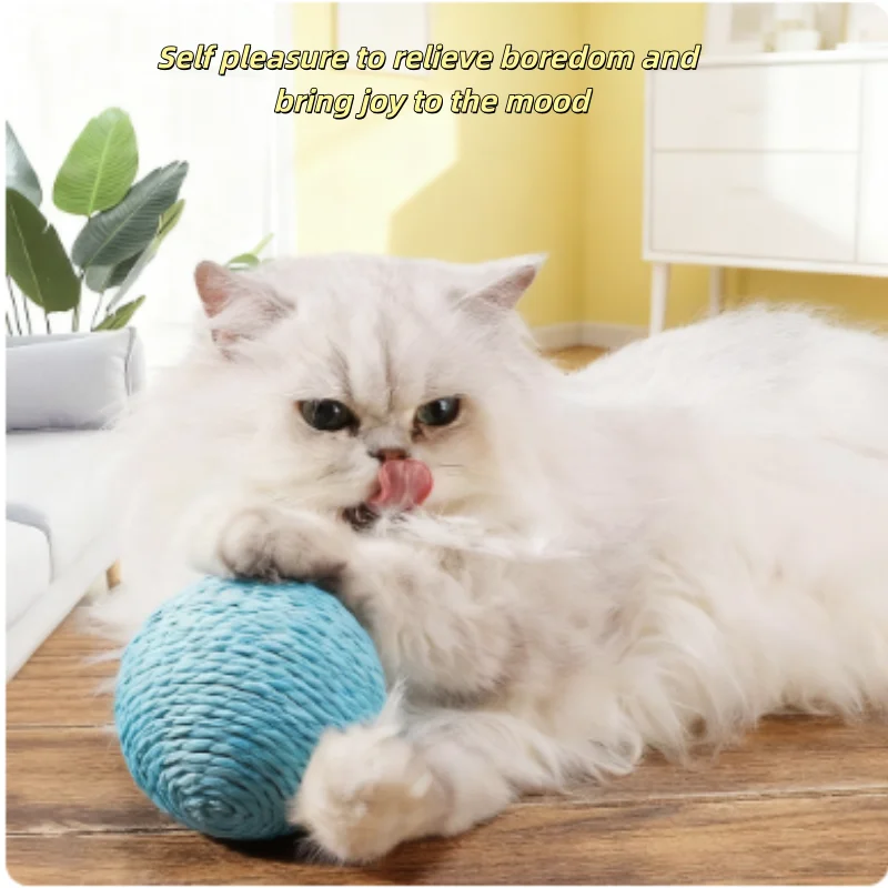 Interaktiver Sisal-Katzenkratzball Spielzeug Anti-Biss Zahnpflege für Kätzchen Haustierbedarf mit Zahnreinigungsfunktion und Geräuschfunktion – Detail 2