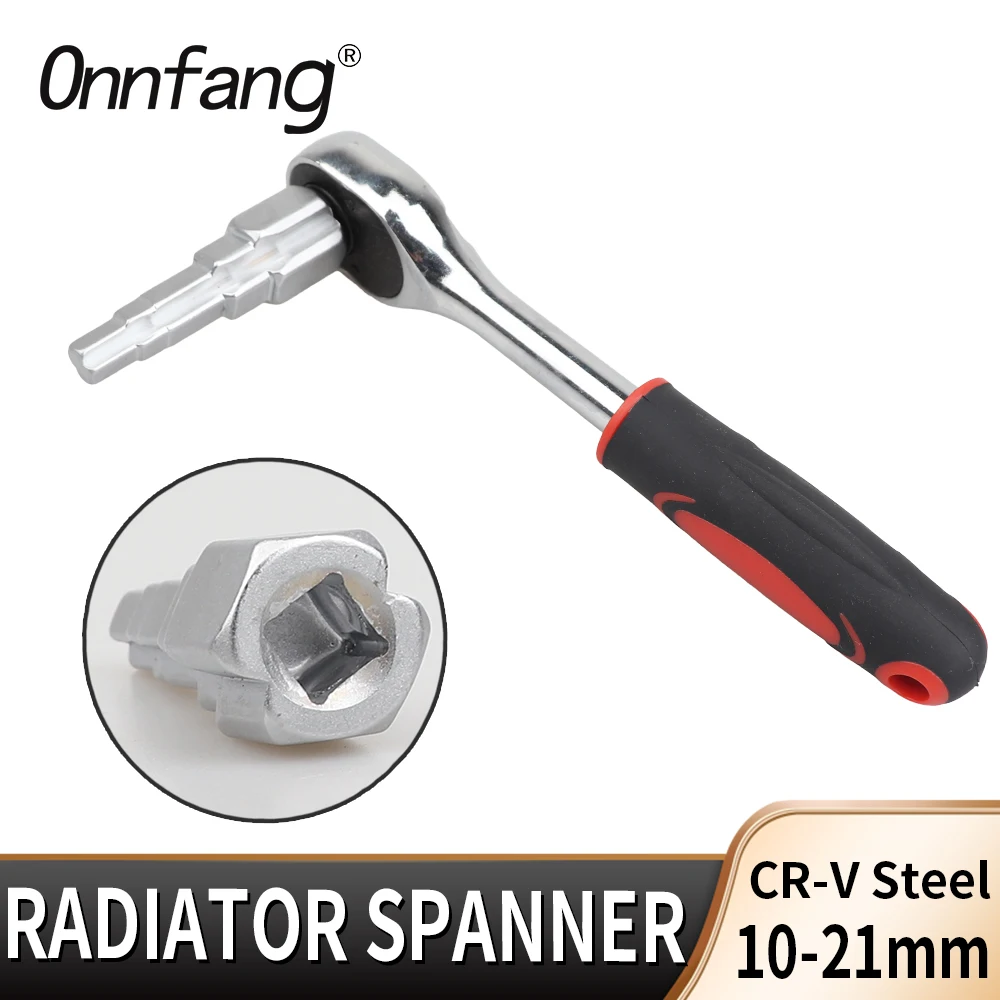 Onnfang Radiator Spanner Durable Multiused Home Supplies Nipples Radiator Carbon Steel  Ratchet Spanner 10-21mm Stepped Wrench