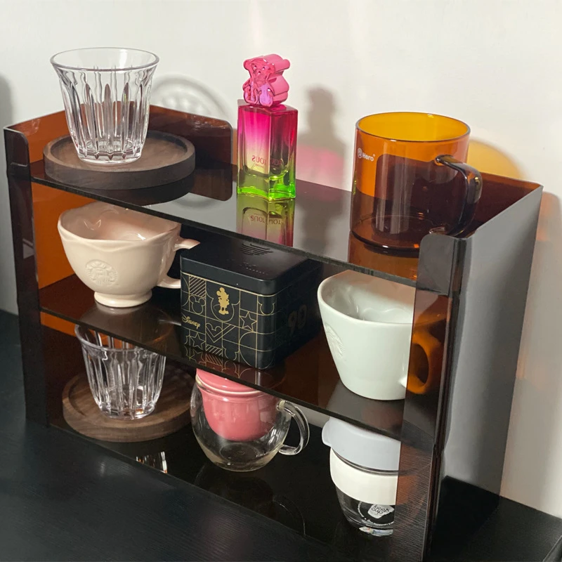 Dining table storage artifact Snacks layered acrylic large capacity cup holder , living room coffee table tabletop storage rack