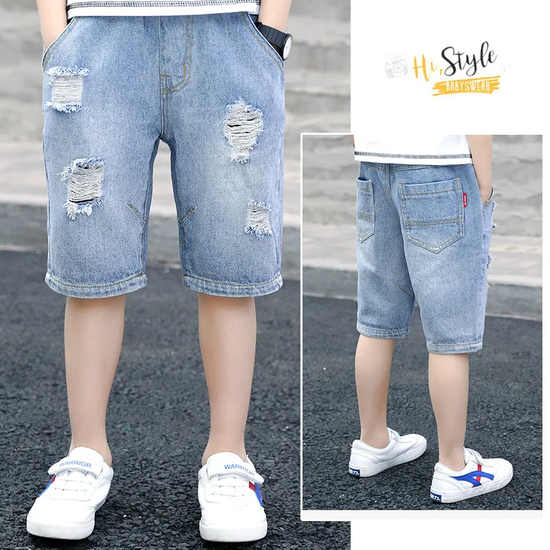 3 4 5 6 7 8 9 10 Years Summer Boys Denim Shorts Children Trousers New Fashion Holey Boys Jeans Birthday Gifts Kids Clothes