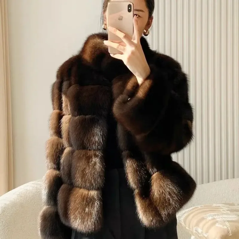 2025 Short Fur Coat Fashionable Autumn Winter New Style Young Fur Jacket Stand Collar