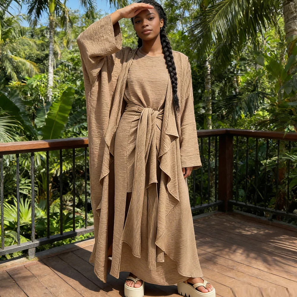 

Женские традиционные платья и абайи: комплект из 2 предметов, дубайский кафтан, кимоно-кардиган, турецкий кафтан, марокканский женский халат, исламская джалабия