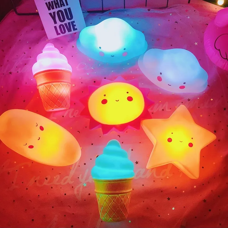 Led Night Light Baby Room Decoration Bed Stars Moon Clouds Toy Bedroom Decoration Modeling Light Baby Children\'s Toy Gift