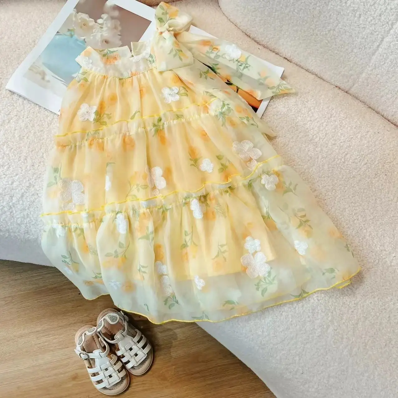 Girls Casual Dresses Floral Print Sleeveless Slip Dress  Party Dress for Kids Girl 2 To 7 Years Flower Girl Dresses for Weddings