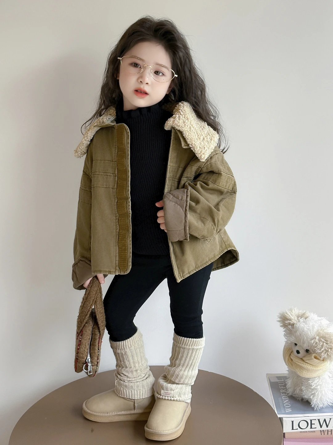 

Джинсовая тюремная зимняя одежда для девочек, более тонкий хлопковый сэндвич-воротник, детский модный и теплый верх на молнии...