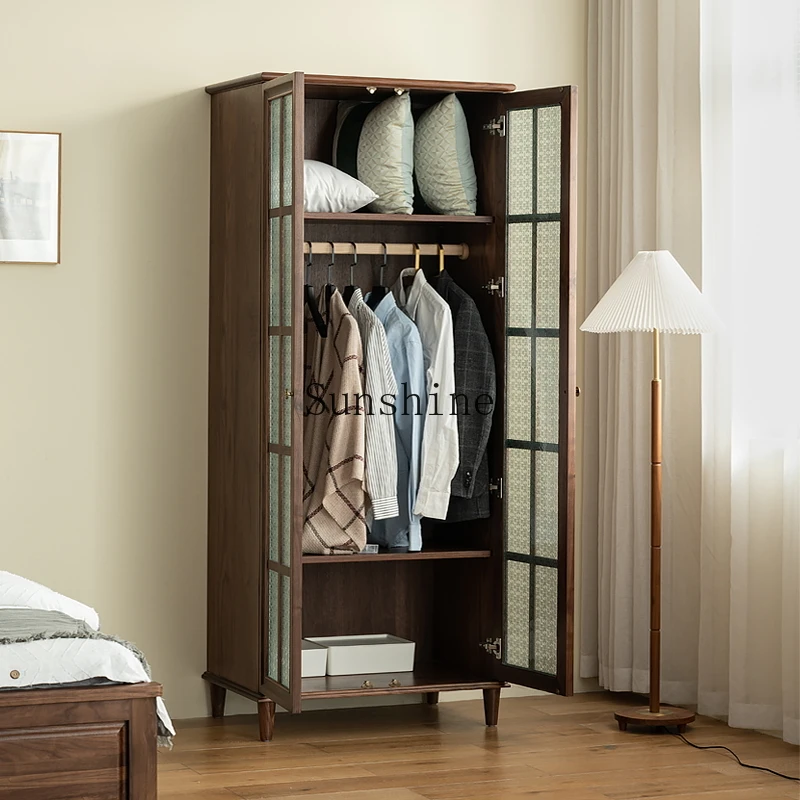 

American bedroom wardrobe modern log high-end glass wine cabinet decoration custom furniture