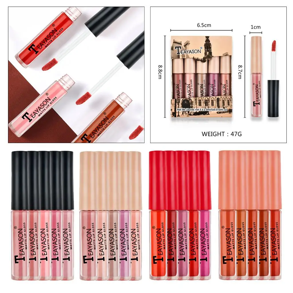 Hydrating Lip Gloss Mini Portable Matte Lipstick Non-stick Cup Waterproof Velvet Tint for Women Cosmetics