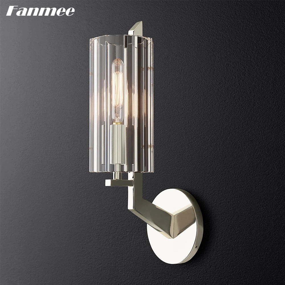 Crystal Wall Lamp in the Hotel Lobby Vendome Clear Lampshade Sconce Living Room Bedroom Modern Indoor LED Wall Light Fixtures