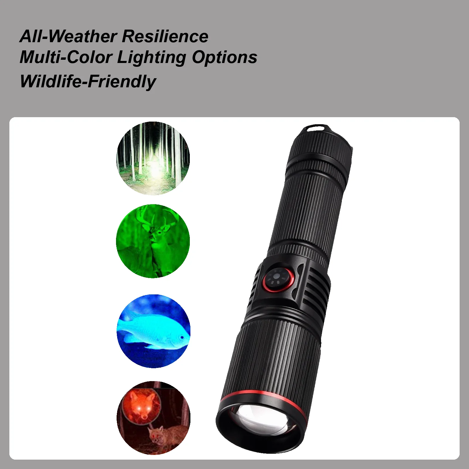 

Фонарики для дома Type-C Зарядный фонарь Четырехцветная подсветка Портативный фонарик для защиты ночного видения Рыбалка