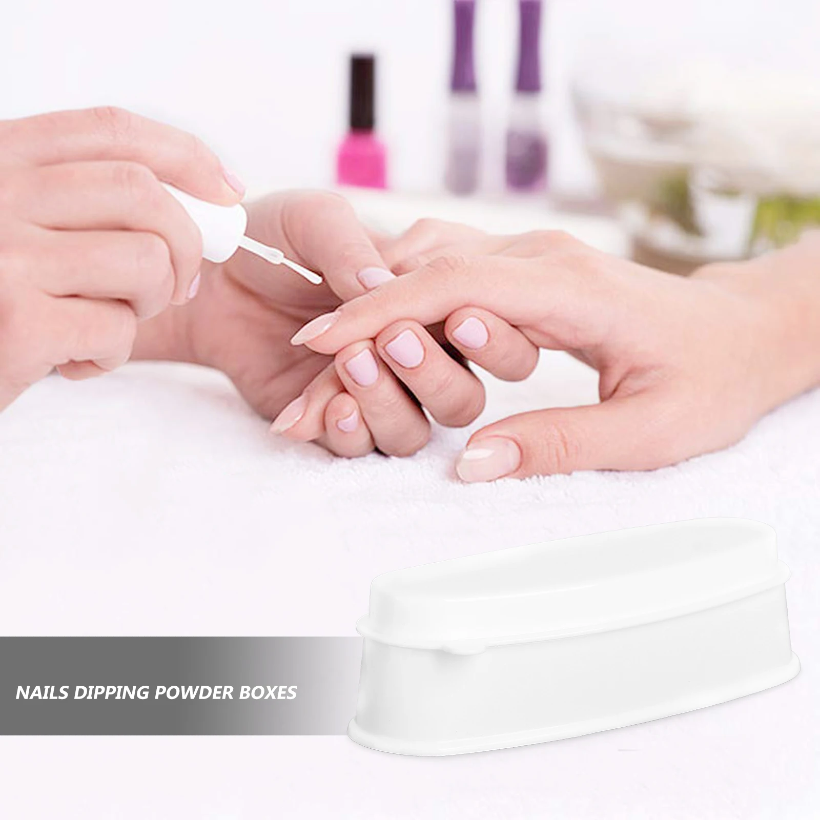 

2Pcs White Nail Polish Dipping Container Powder Tray Art Tool Manicure DIY French Nails Home Professional Use Custom Gel Bottle