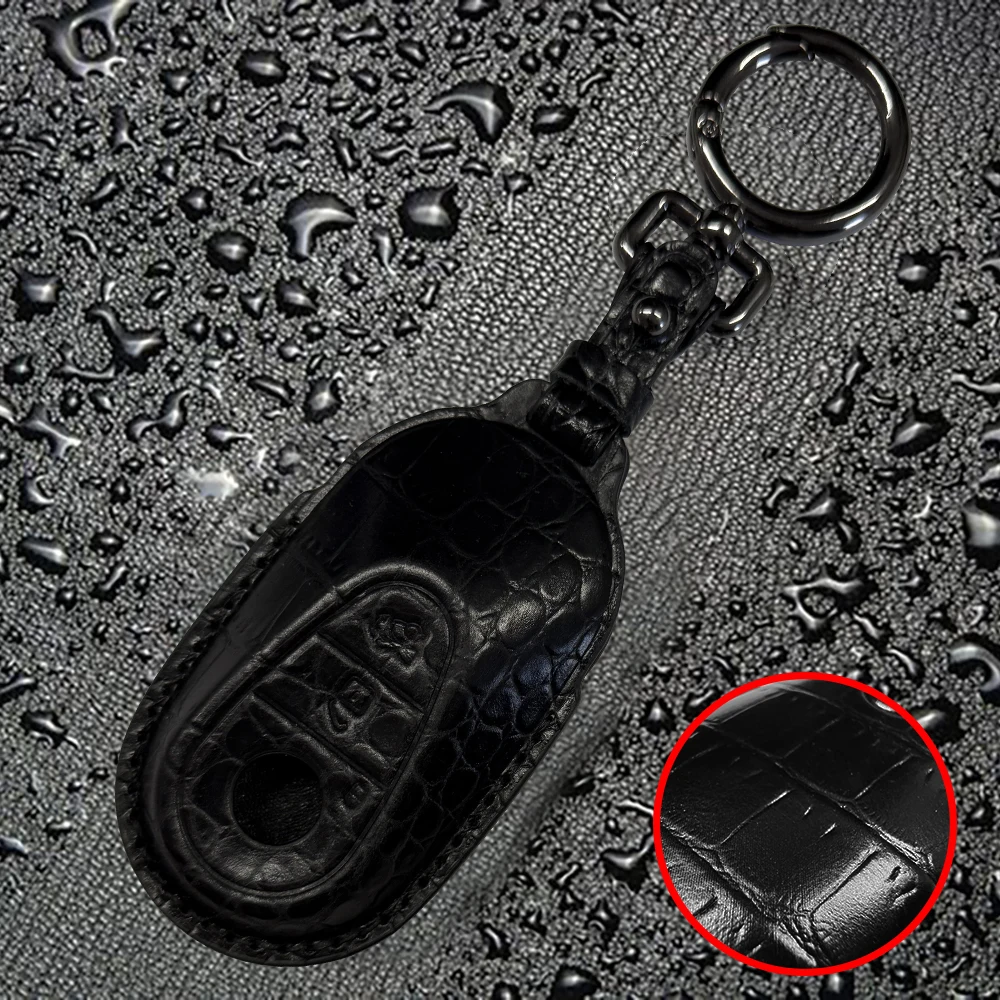 LS AUTO Crocodile Top Cowhide Car Key Cover for Benz Car Fob Cover Compatible with Benz Key Fob Cover with Keychain