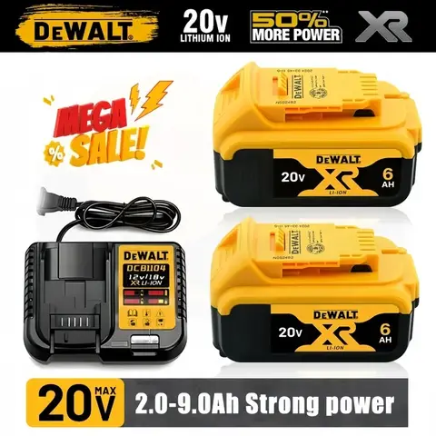 100% Original 20V 6.0Ah MAX Battery Power Tool Replacement For DeWalt DCB184 DCB181 DCB182 DCB200 20V 5A 6A 18Volt 20v Battery.