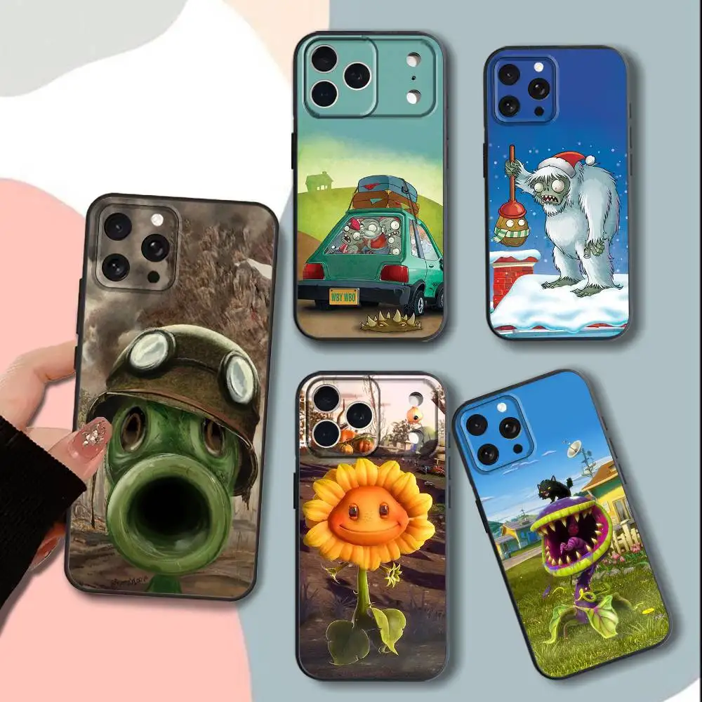 حافظة هاتف P-Plants vs Game Zombies-ES لهاتف iPhone 15,13,16,12,11,17,14,Plus,Pro,Max,XS,XR,X,SE,Mini,Soft غطاء أسود من السيليكون #1
