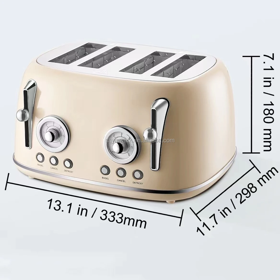 WeWork Brushed Stainless Steel Toaster 4 Slice 1650W Toaster with 5 Browning Levels for Toasting Bread Bagel Waffle Toaster