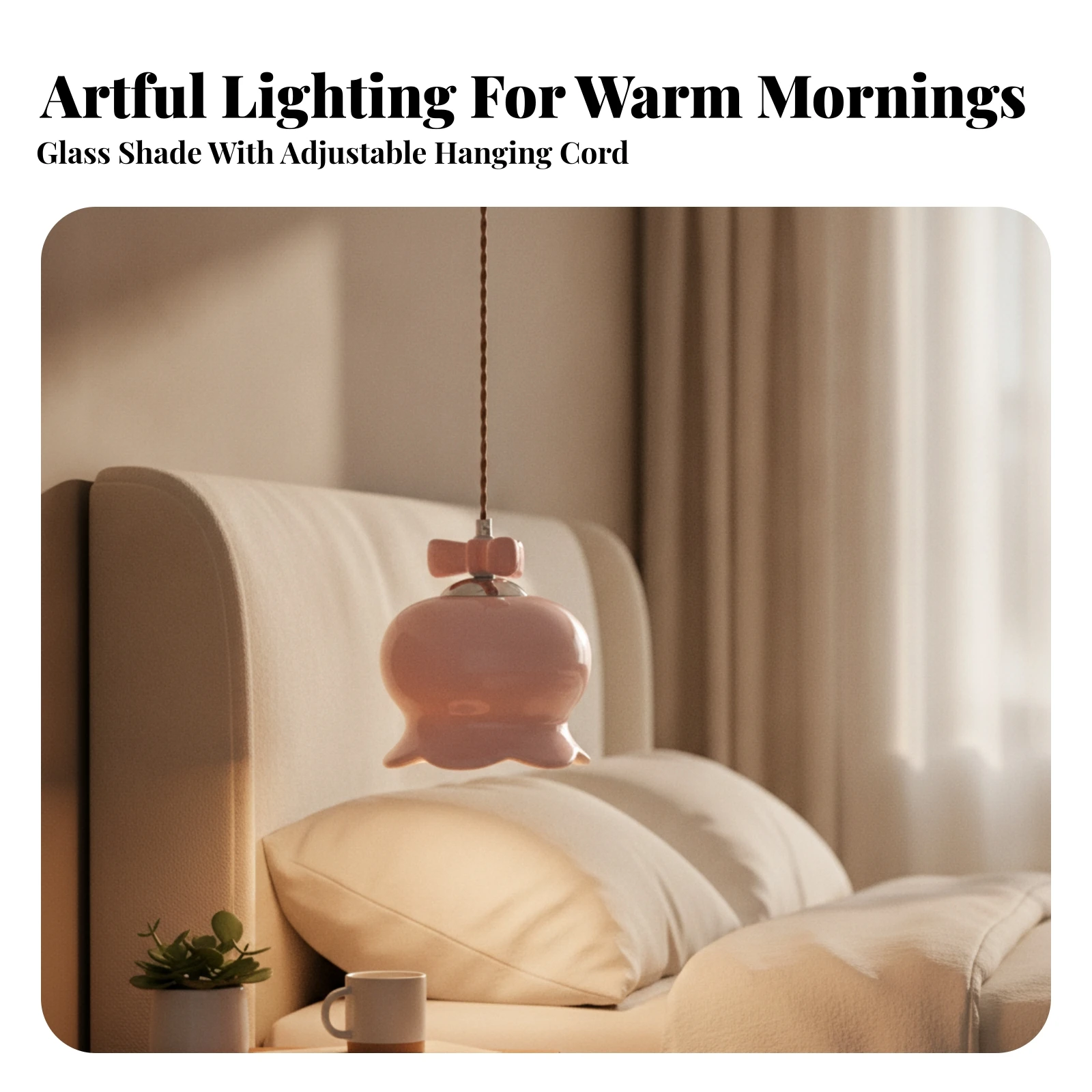 Floral Pendant Light Decorative Pendant Light with Glass Shade Flower Chandelier Boho Lighting Soft for Bedroom, Bedside