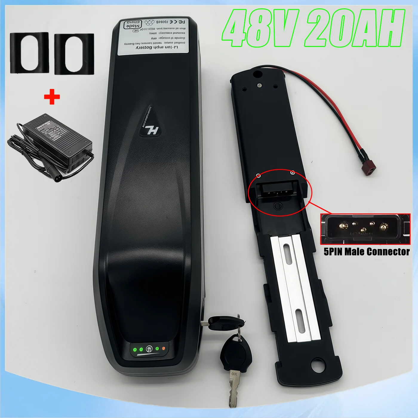 

high capacity 48V Hailong 5-pin battery Cells Pack 40Ah 30AH 20Ah built-in BMS for 350W 450W 550W 750W 1000W 1200W motor+charger