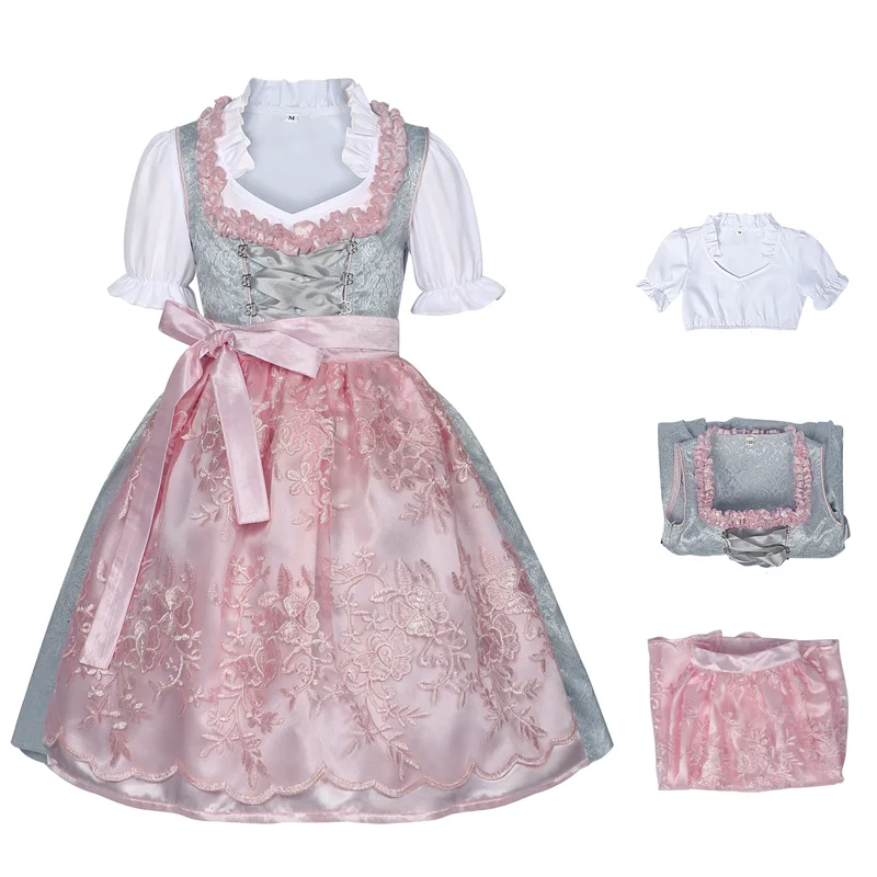 

NEW Deluxe Munich Oktoberfest For Girl Costume Classic Palace Lace Dirndl Gown Cosplay Fancy Dress Party