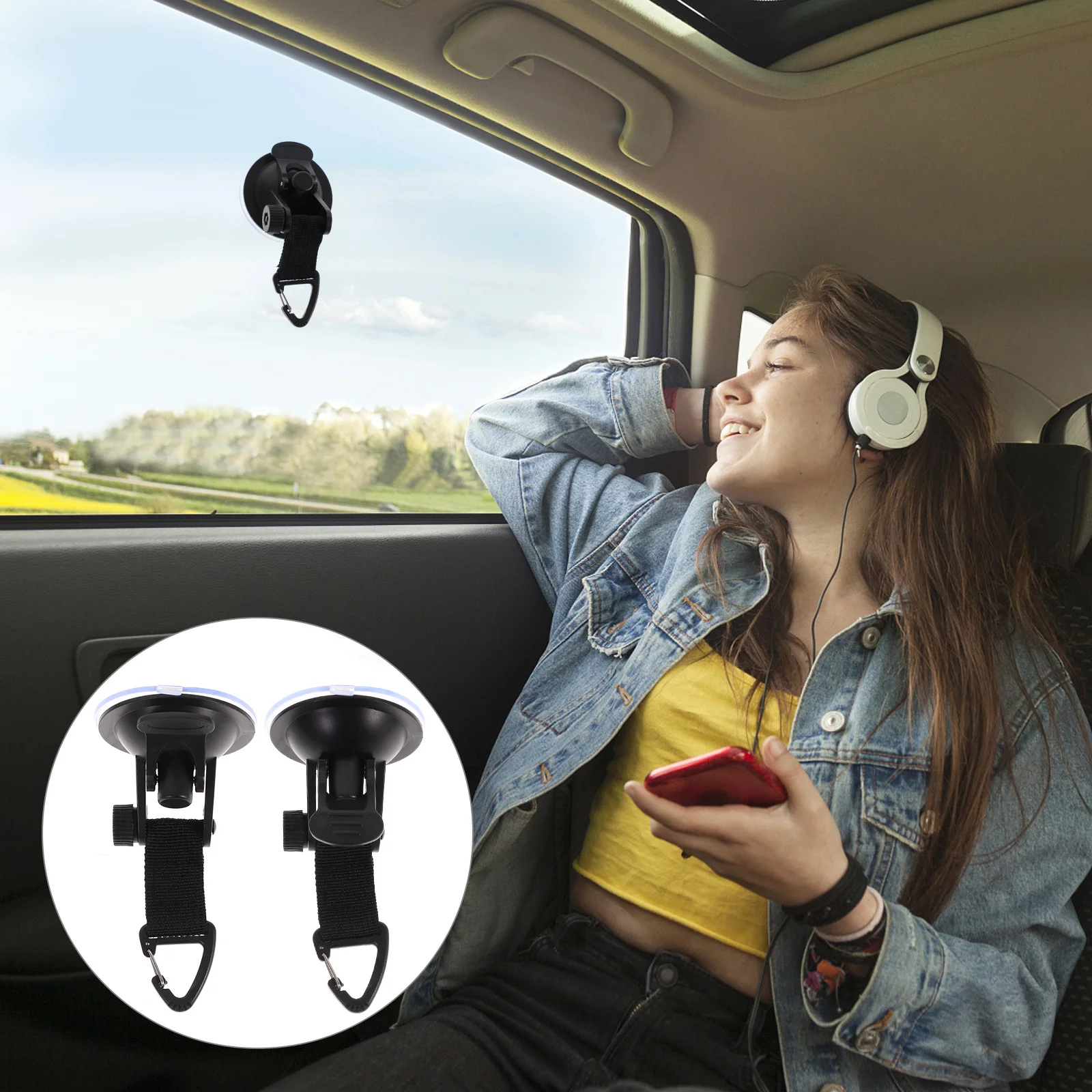 

4Pcs Tent Suction Cup Hooks Heavy Duty Camping Tarp Fasteners Portable Strong Suction Clips Wind Resistant Tent Fixing