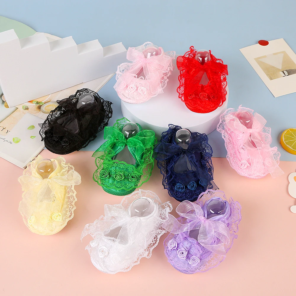 1 Pair of Baby Non-Slip Toddler Shoes, Cute Lace Flower Design, Suitable for Indoor and Outdoor and Holiday Parties.
