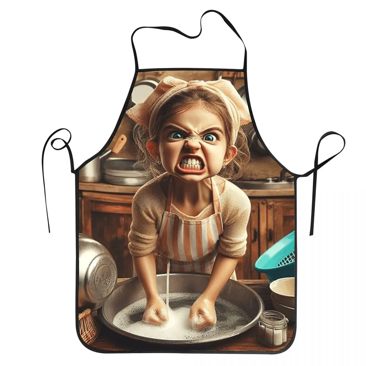 Funny Angry Woman Cooking Pasta Apron Chef Cuisine Tablier Sleeveless Bib Kitchen Cleaning Pinafore for Women Men Gardening