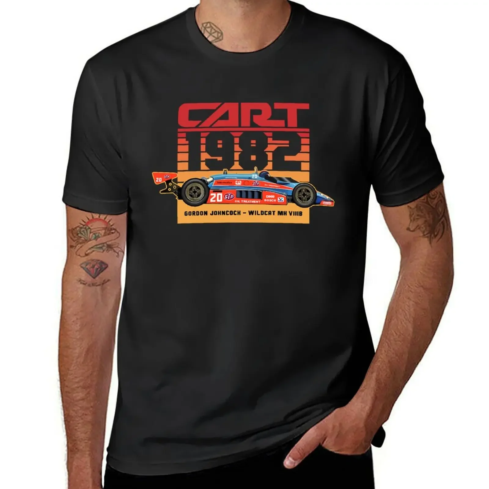 Gordon Johncock 1982 Cart Indy 80s retro style T-Shirt graphic t shirts Short sleeve tee designer t shirt men