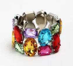 Exquisite Wide Elastic Fashion Color Rhinestone Bridal Bracelet