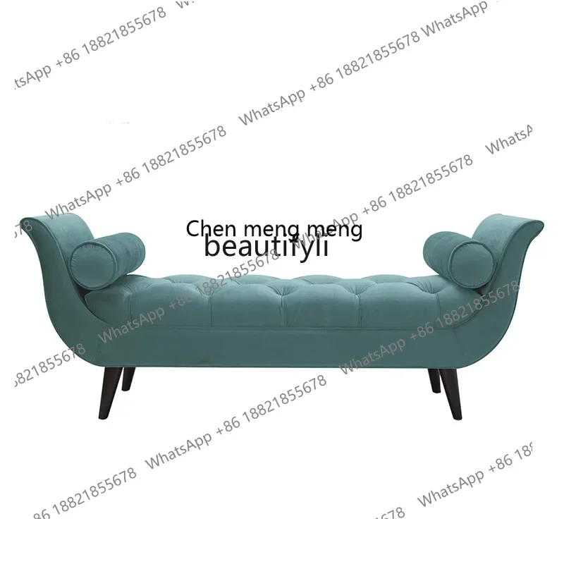 

xx1Nordic simple fabric bedside stool American buckle bench shoe changing stool in front of bed