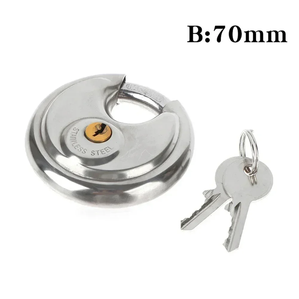 60/70/80/90MM Waterproof Stainless Steel Disc Lock With Key With 3/8-Inch Shackle Outdoor Padlock For Storage Unit