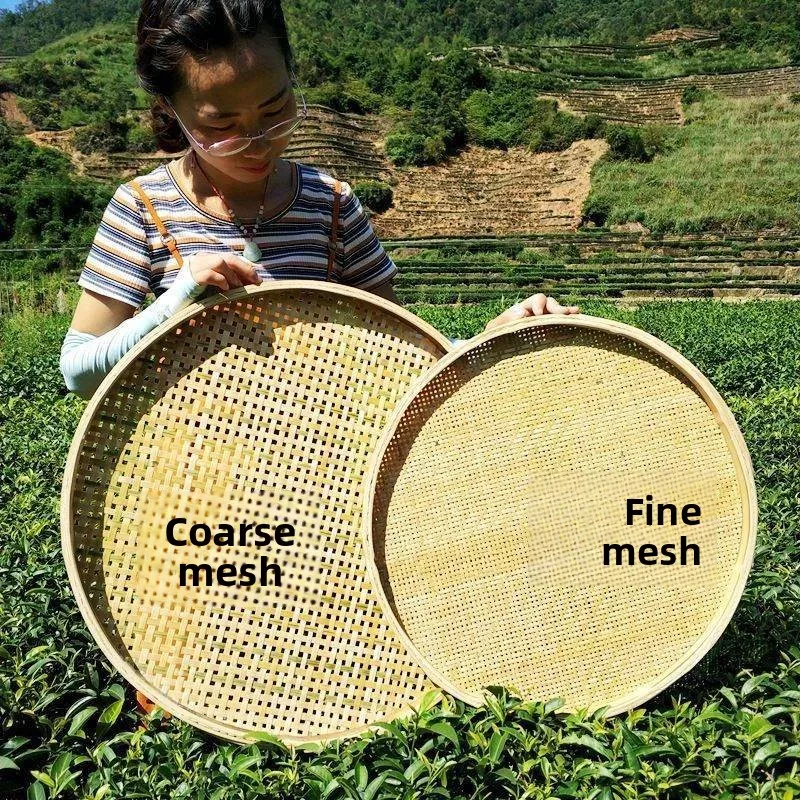 

Bamboo Woven Dry Goods Net Plate Vegetable Drng Basket Multi-Purpose Home Use Laundry Storage Organizer