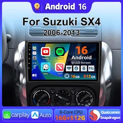 Android 16 Carplay Car Radio Multimedia For Suzuki SX4 SX 4 2006 - 2013 Head Unit BT GPS video DVD DSP Player Autoradio Stereo