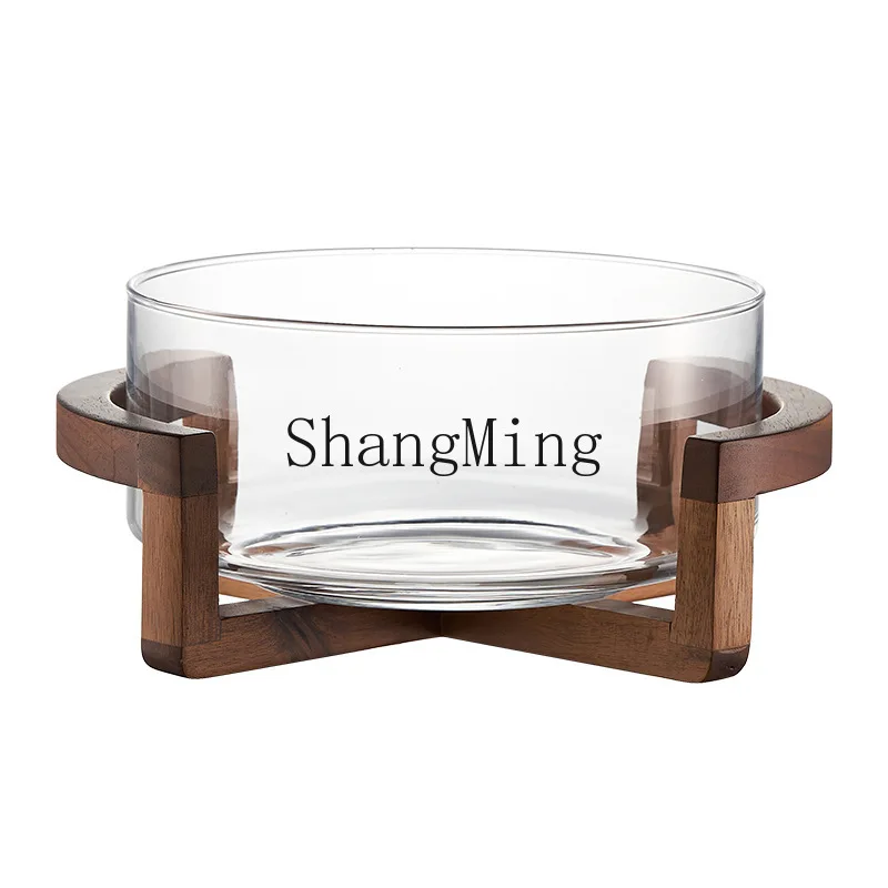 

DSA Glass Fruit Plate Salad Bowl with Shelf Hotel Buffet Home Welcome Snack Sugar Storage Fruit Basin