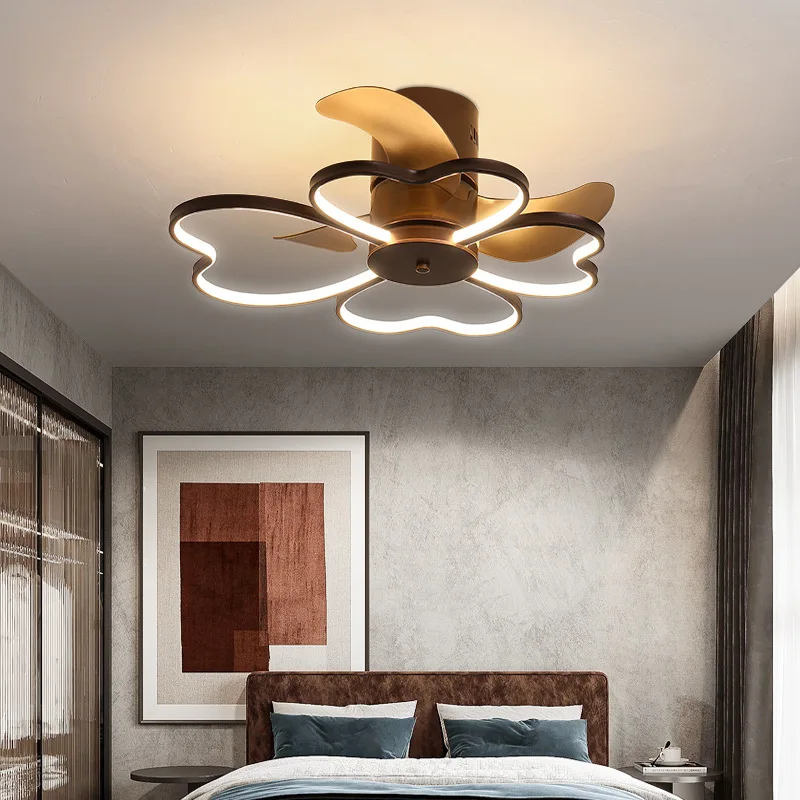 Nordic LED Ceiling Fan with Lights Remote Control Bedroom Decor Ventilador Lamp Bedroom Dining Ceiling Fan Lamps