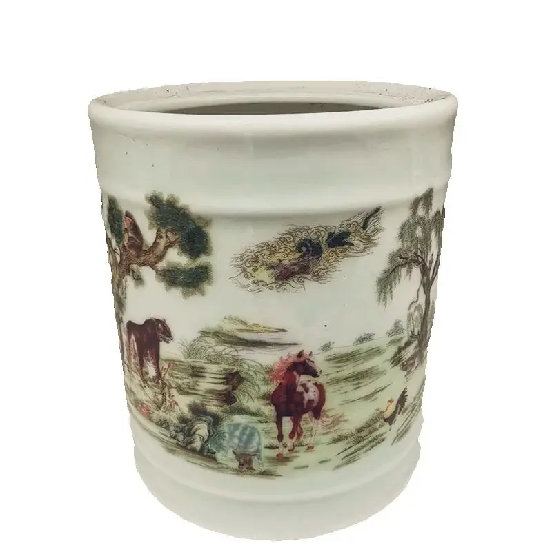

Pastel Zodiac Pattern Porcelain Vase Pen Holder - Chinese Old Collection Artistic Home Decor