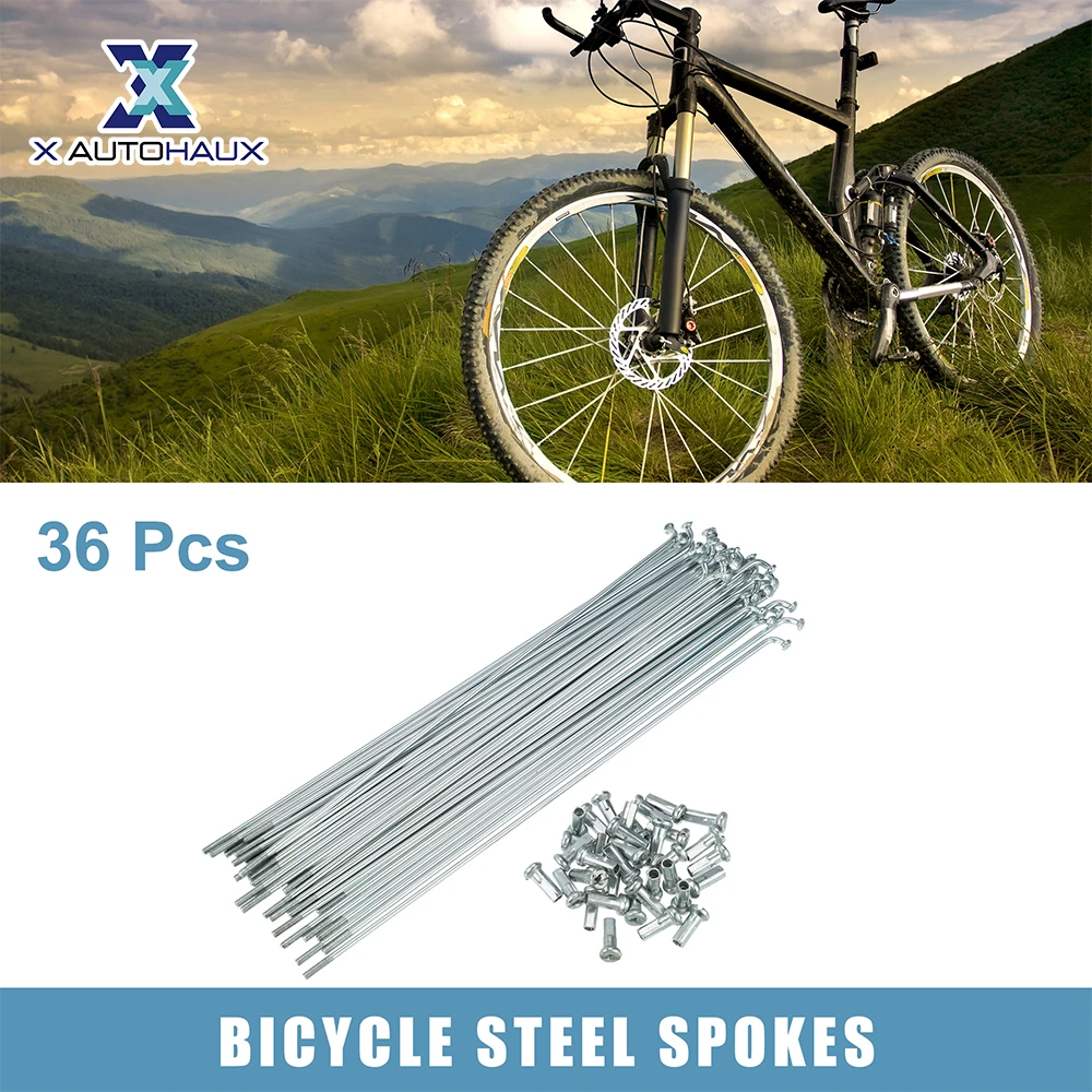 X autohaux 36pcs 14G J Bend Bicycle Steel Spokes 183mm 172mm 146mm 137mm 133mm 128mm 125mm 115mm 113mm Cycle Spokes with Nipples