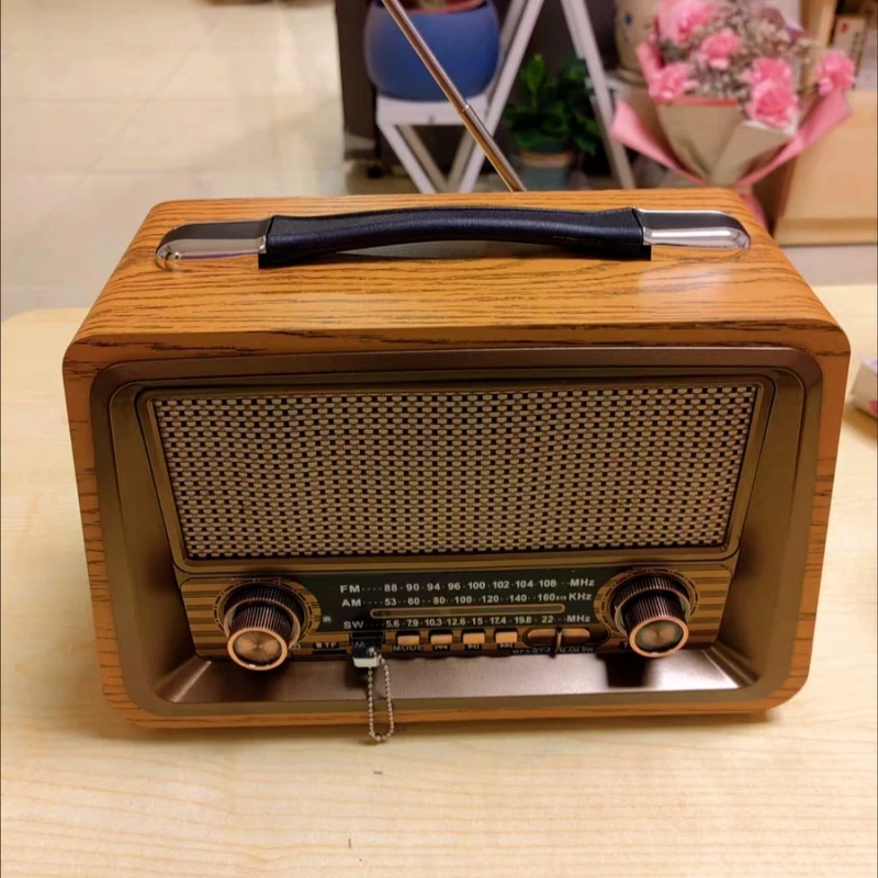 

R-2066BT Antique Wireless Radio Vintage AM/FM/SW Radio Support Bluetooth/USB/TF Card Player Music Home Portable Speakers
