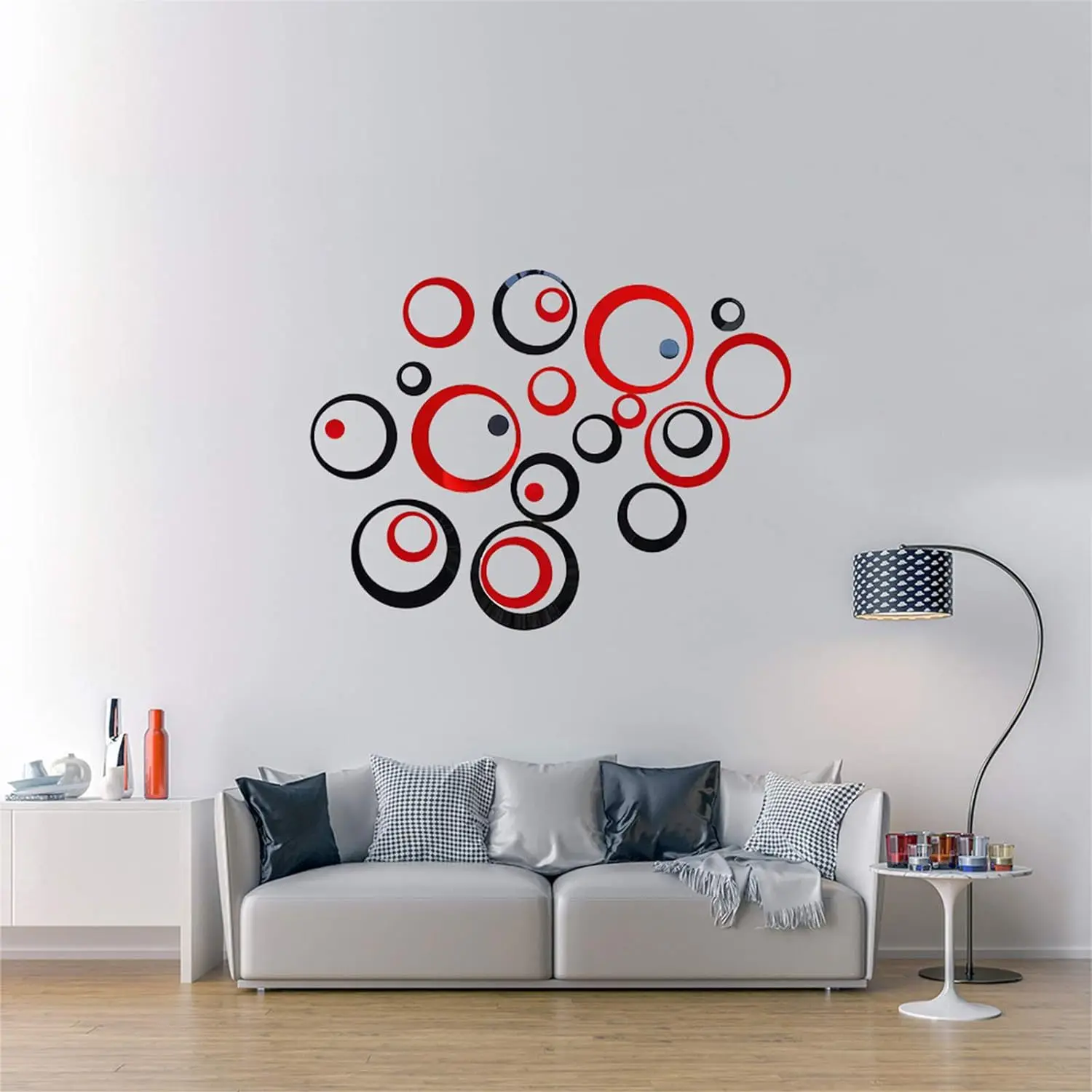 6/24PCS Acrylic Circle Mirror Wall Stickers Removable Round Dots Mirror Wall Decals DIY