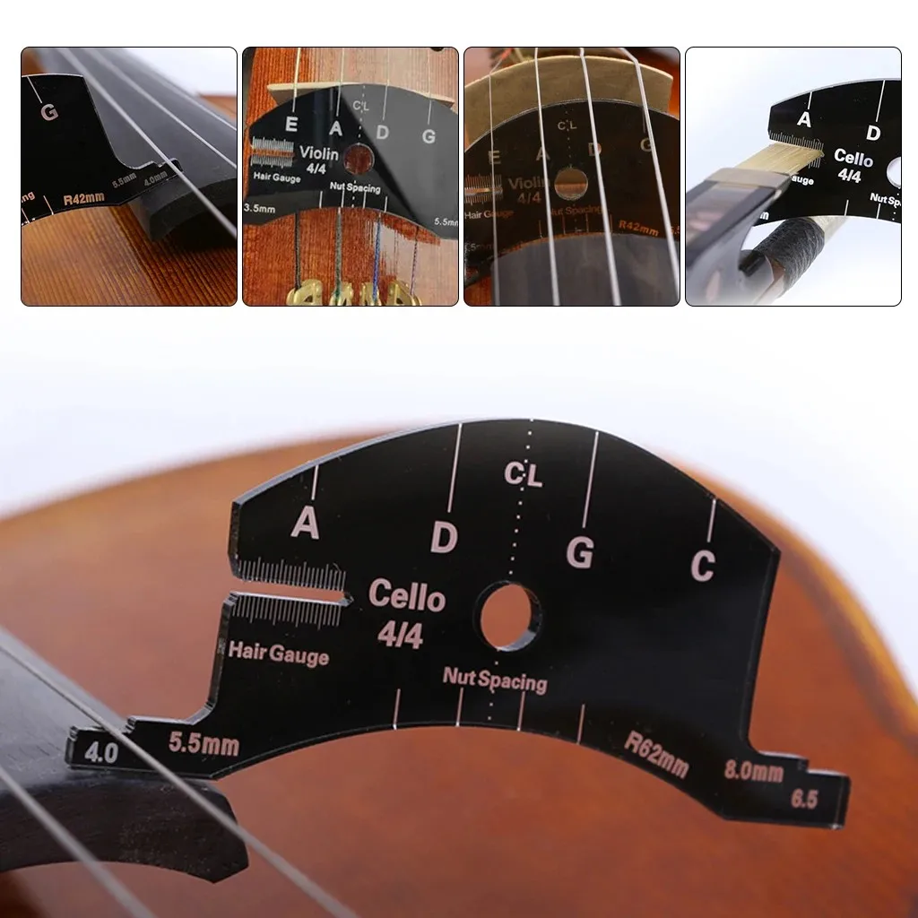 Cello Double Bass Viola Violin Bridge Shaping Tool String nut Spacing Marker & Bow RE-HAIR Gauge - Image 5