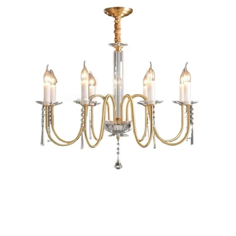 Bedroom Crystal French Princess Room Simple American Exquisite Living Room Light Luxury Lamp  Dining Room Candle Pendant Light