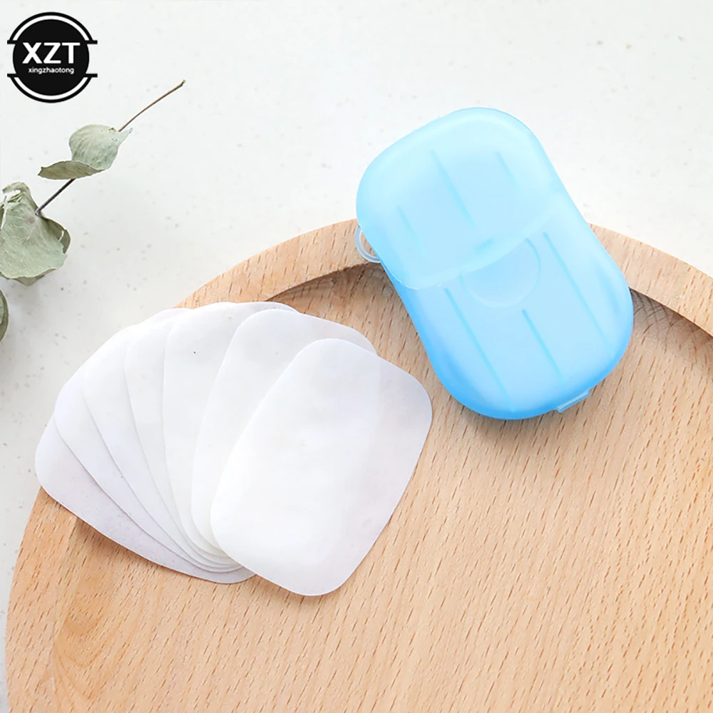 20Pcs/Box Disposable Soap Paper Portable Washing Hand Clean Scented Slice Skin Friendly Foaming Box Mini Soap Paper For Outdoors